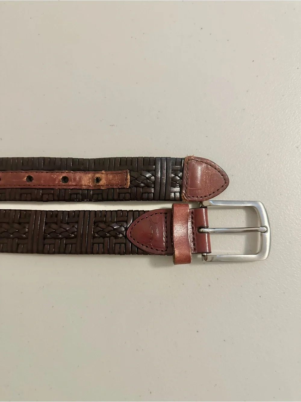 Tommy Bahama Men’s Brown Tooled Leather Belt Woven Western Casual Size 42/105